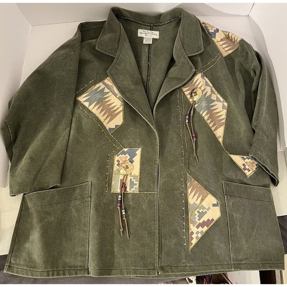 One Size Fits All Asymmetrical‎ Western/Indigenous Ppl Design Open Jacket
